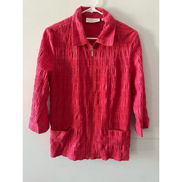 Breckenridge Jacket Women’s Medium Pink Textured Full Zip Coastal Grandma - Picture 1 of 7